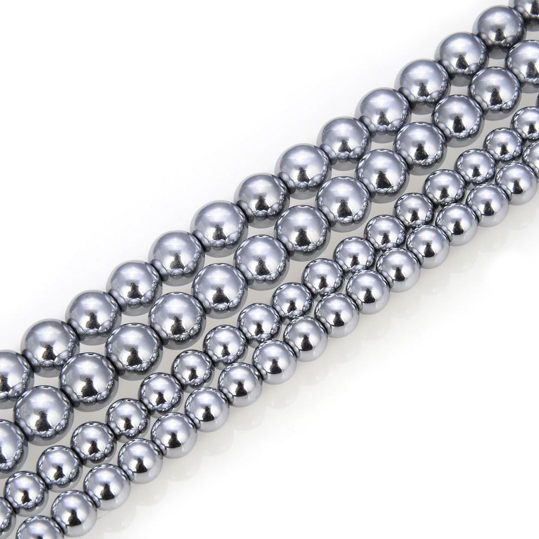 1 Strand Grade A Natural Hematite White Gold Platinum Plated Healing Gemstone 10