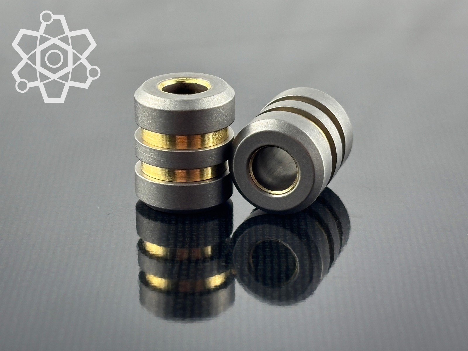 Stonewashed Titanium and Brass EDC Lanyard Bead, Handmade in Colorado