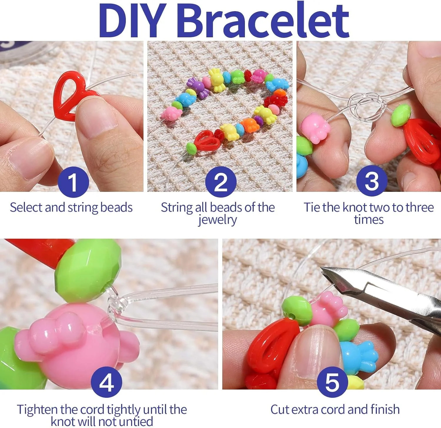 1mm Elastic Bracelet String Cord, Crystal Stretch Bead Cord for Bracelets Jewelr