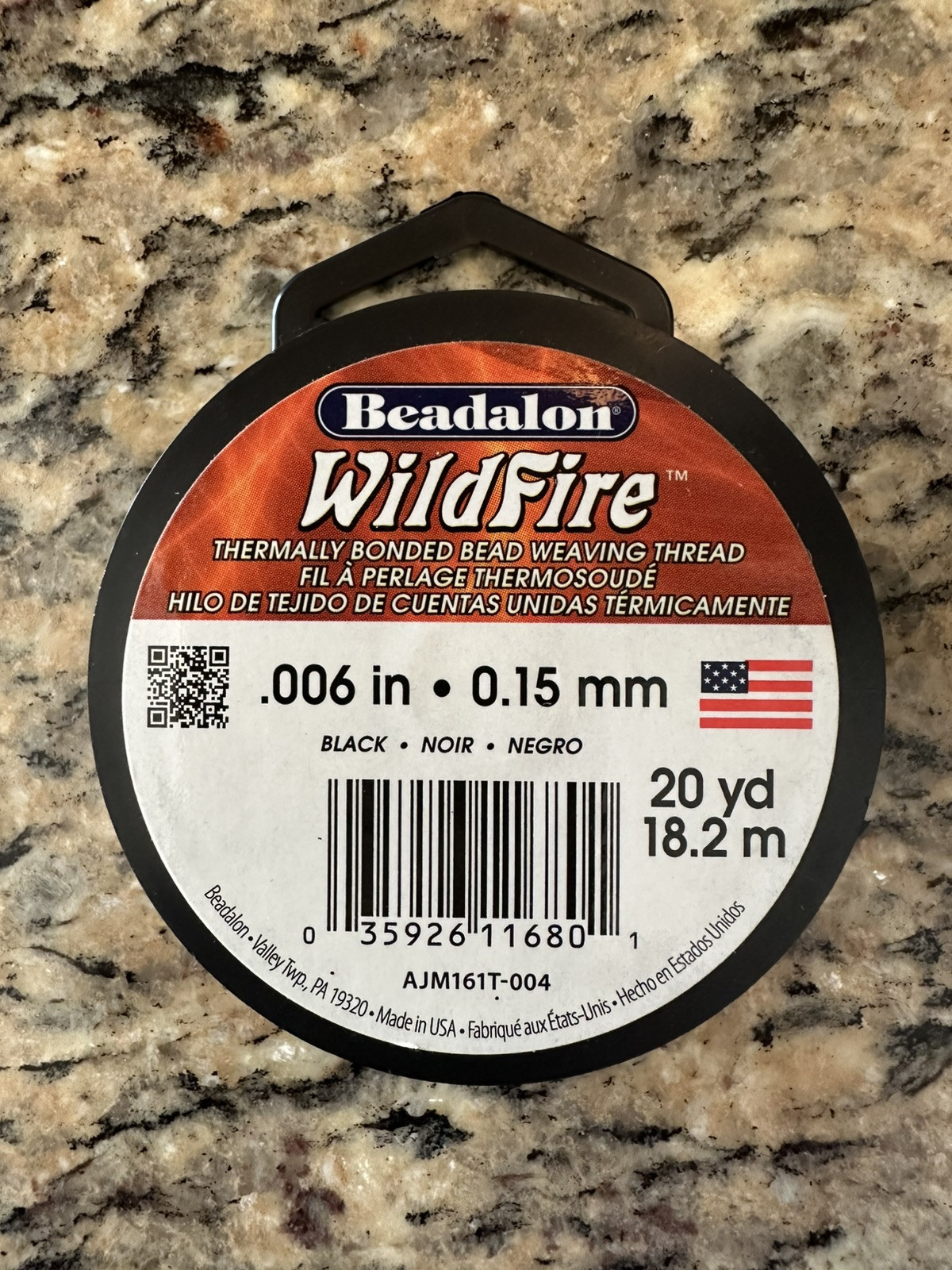 Beadalon Wildfire Beading Thread Black 20yd/18.2m, .006in/0.15mm