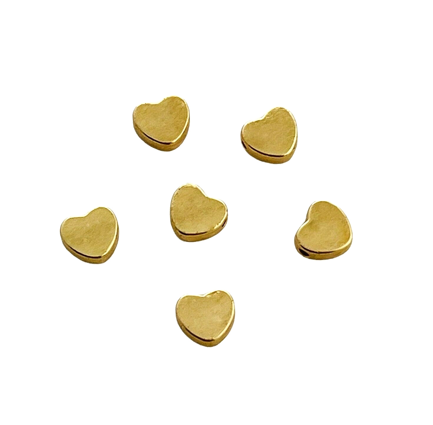 20 pcs Small Flat Heart Valentine Love Spacer KC Gold Jewelry Bead Findings 7mm