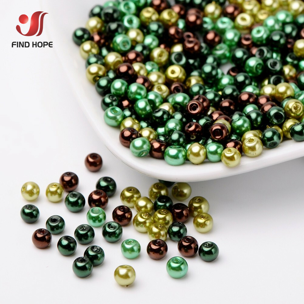 1 Bag Mixed Color Pearlized Glass Beads Pearl Beads 4mm/6mm/8mm Beading Jewelry