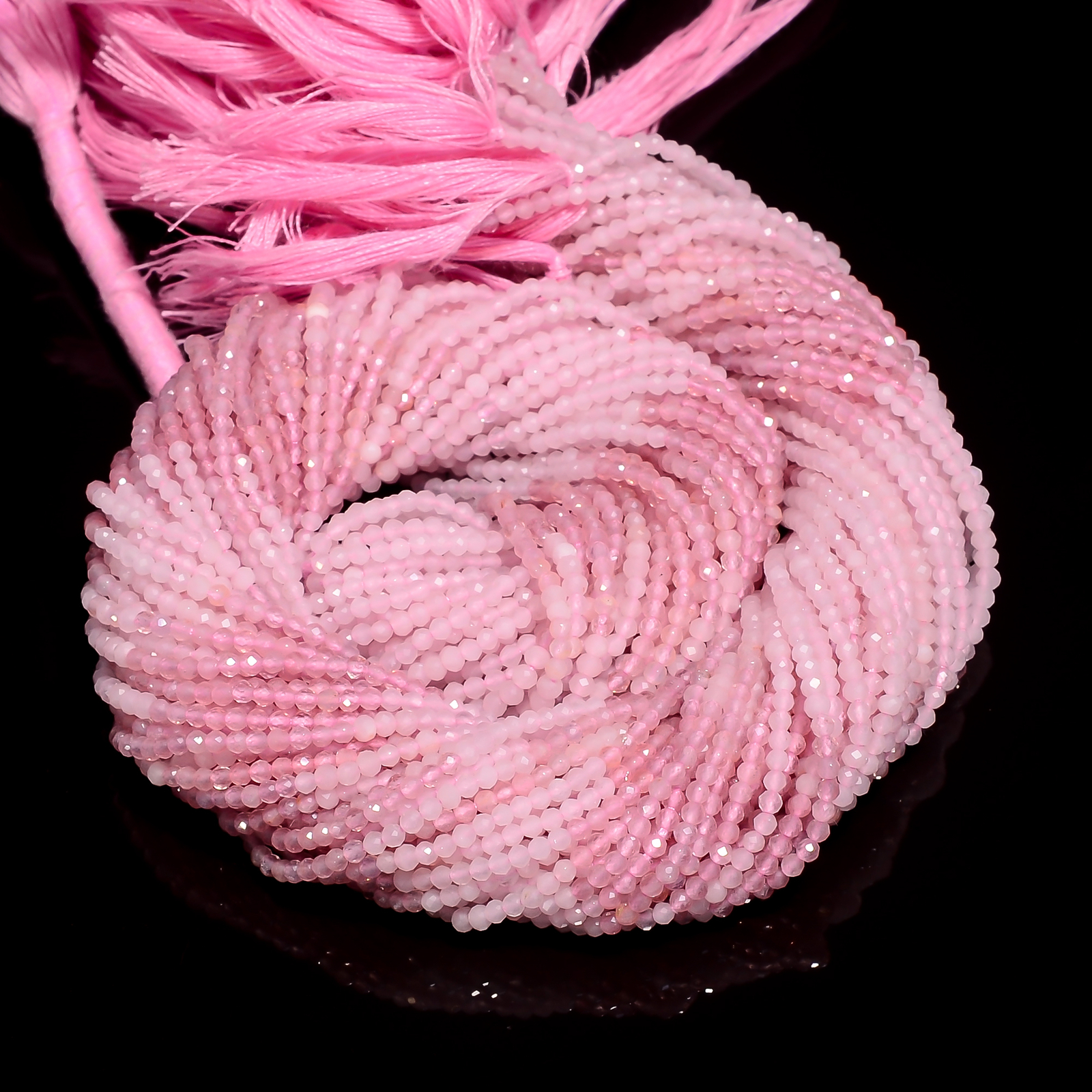 Rose Quartz Shade Gemstone Round Israel Cut Beads 2.5 mm Strand 13″ GB-216