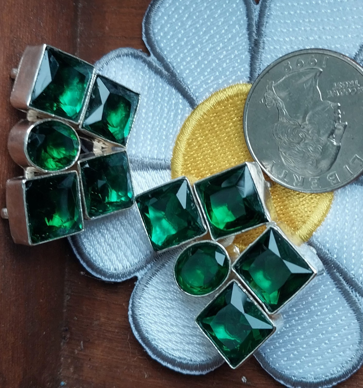 Chrome Diopside 925SS Large Connectors 4 Loop, 4 Stone or Use 2 Loops 28x26x8mm