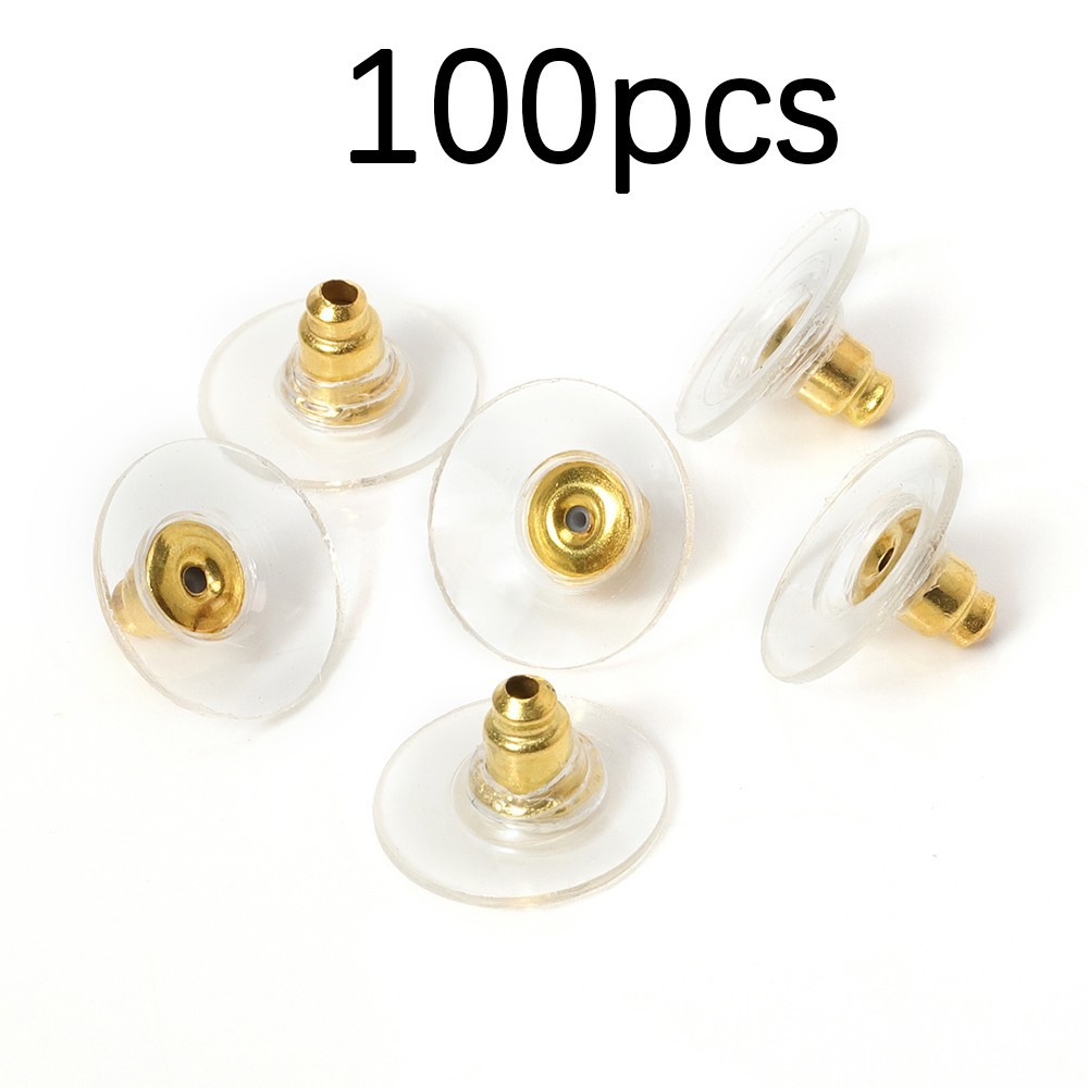 100 Earring Backs Bullet Clutch Pad Secure Stoppers Gold & Silver Replacements