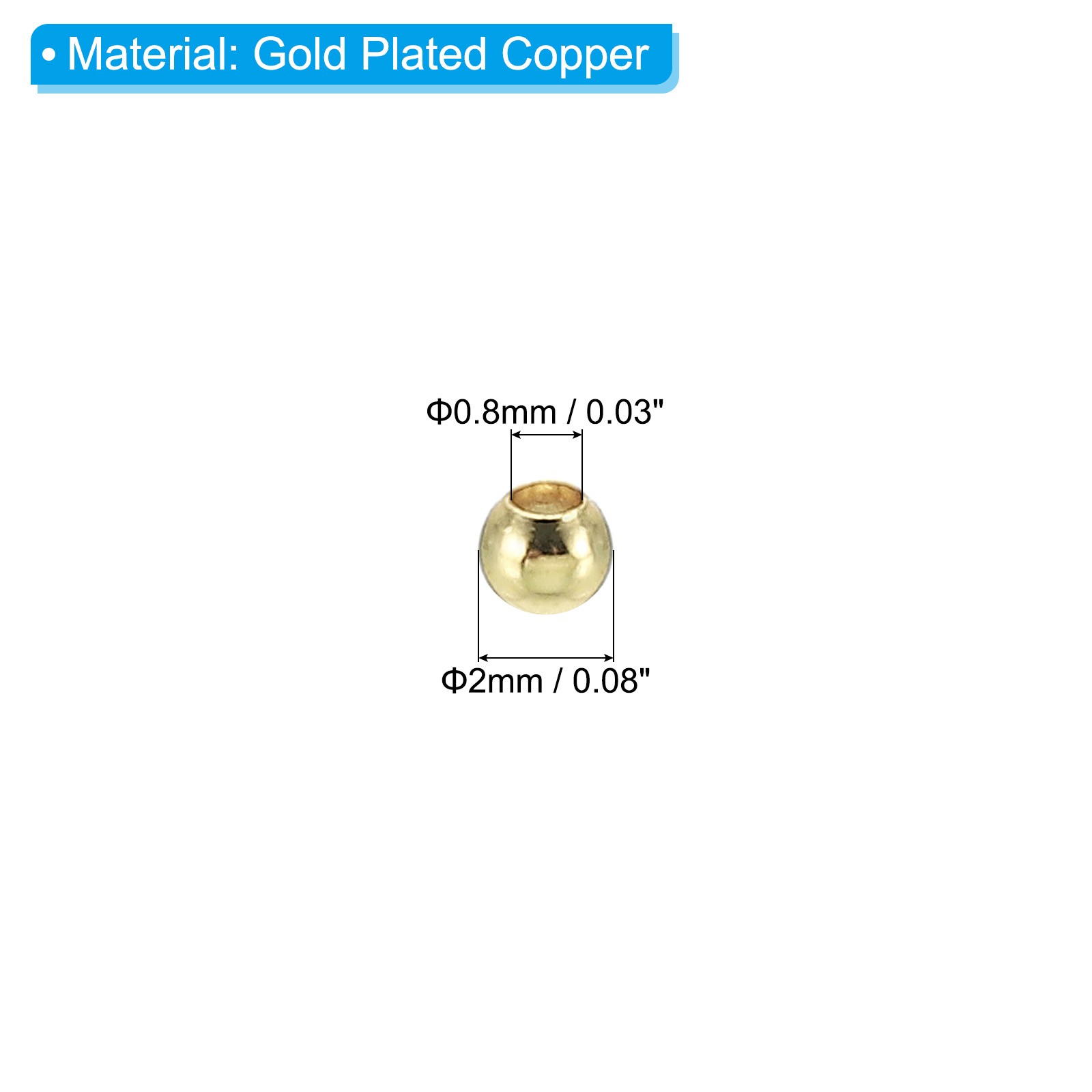 100Packs 2mm 14K Gold Filled Spacer Beads for Jewelry Making Golden