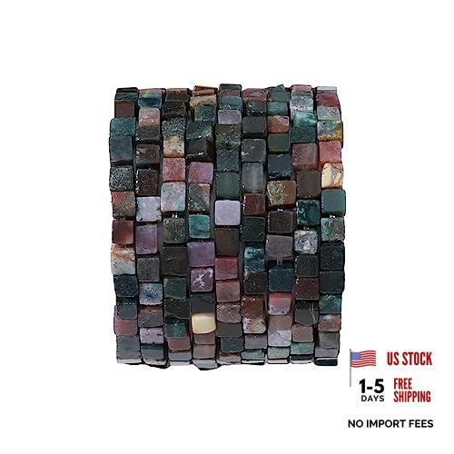 BEADIA Natural Square Stone Beads 85pcs Cube Loose Semi 4x4mm Indian Agate