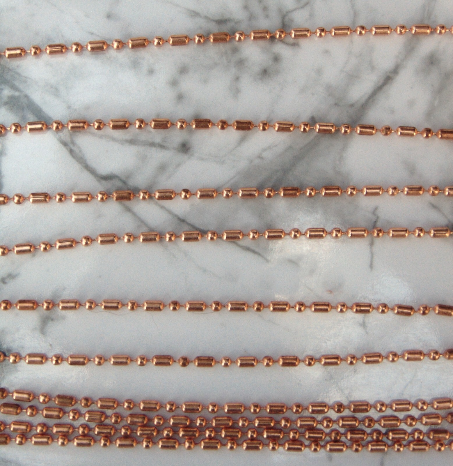 100 feet COPPER Ball Chain Bar + Ball Bead~ 2.4mm w/ 100 Connectors Made in USA