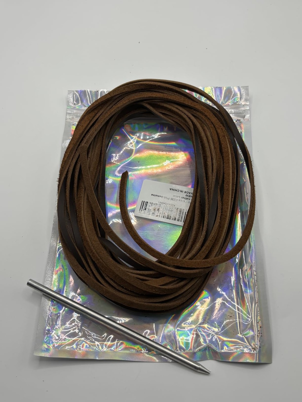 10 Yards Flat Genuine Leather Laces, 4MM Cowhide Cord with Lacing Needle