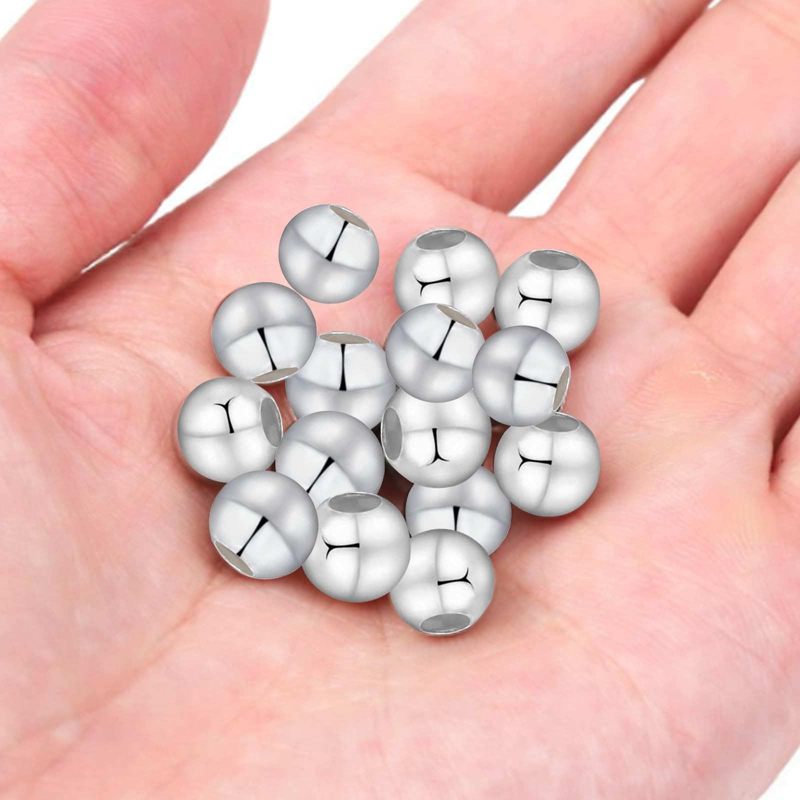 20pcs 3 mm S925 Sterling Silver Crimp Beads Tiny Round Crimper Bead Spacer St…