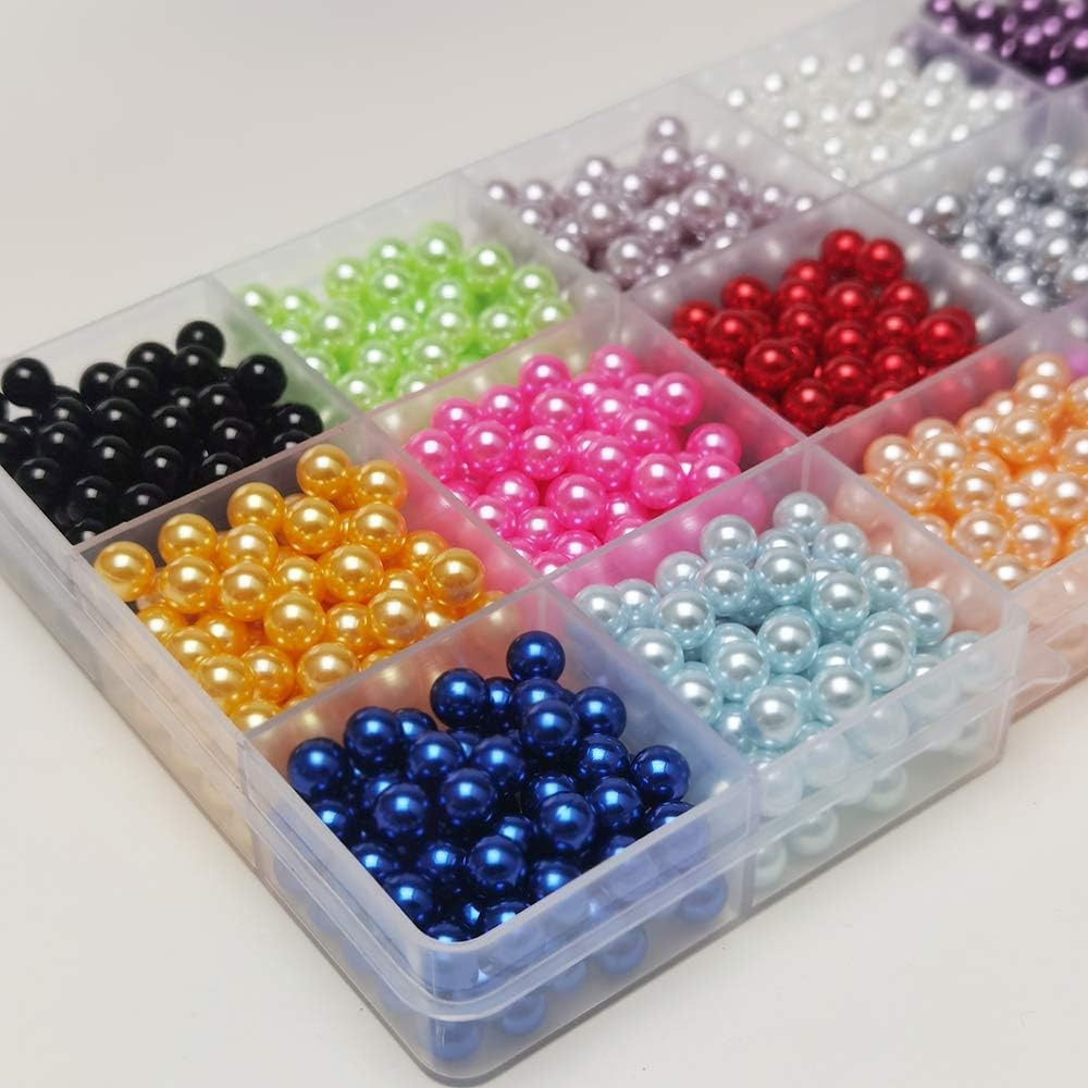 1050Pcs 6Mm Assorted 15 Colors No Hole round Ball Bead Scrapbooking Craft DIY Be