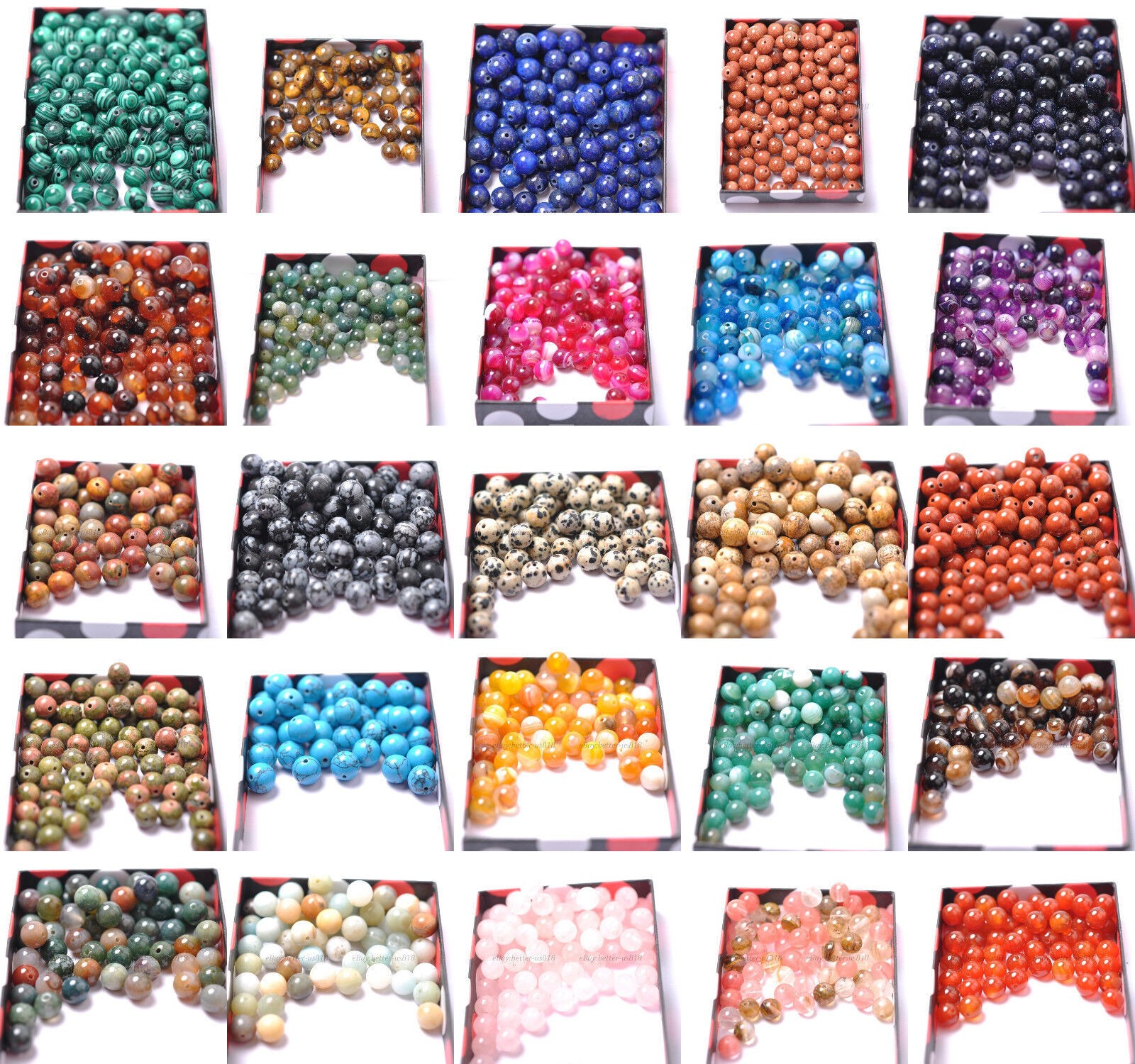 Wholesale Natural Gemstone Round Charms Spacer Loose Beads 4MM 6MM 8MM 10MM-12MM