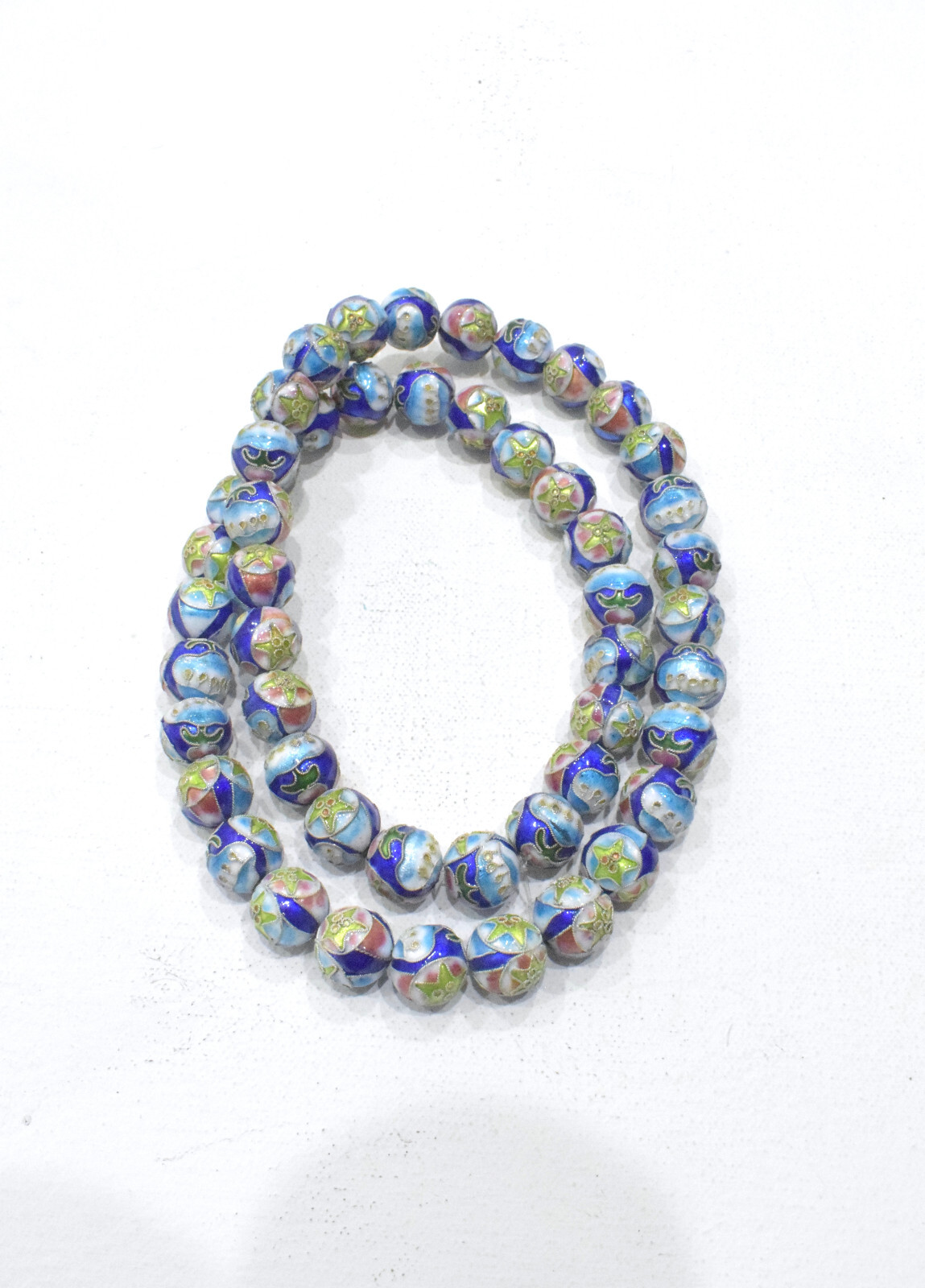 Chinese Enamel Trumplet Lilly Blue Bead