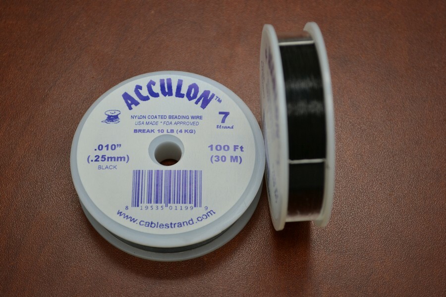 ACCULON BLACK 7 STRAND BEADING WIRE .010″ (.25mm) 100 FEET #T-1442