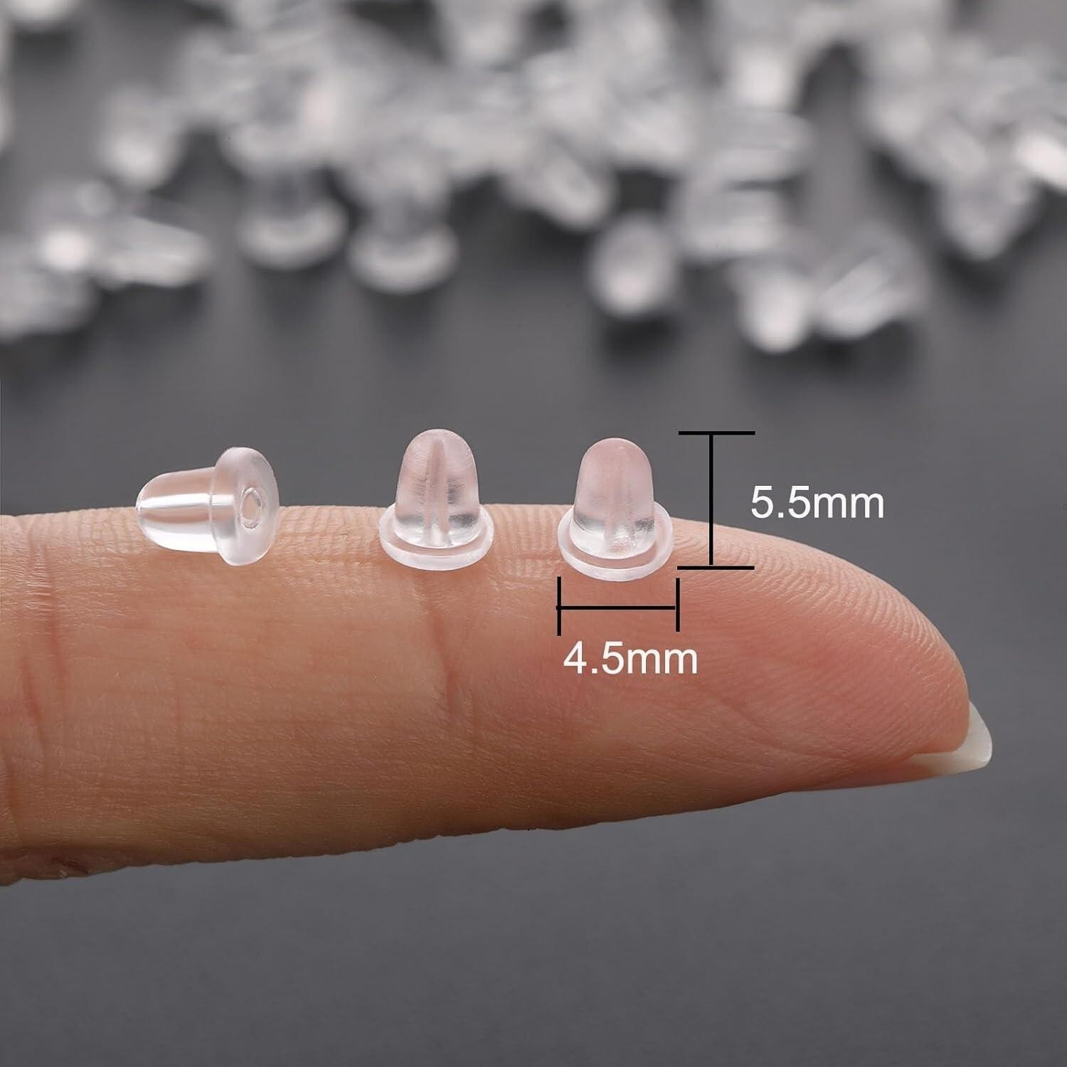 200pc Heavy Duty Rubber Earring Backs Sleeves Holders Stoppers Nuts Silicone