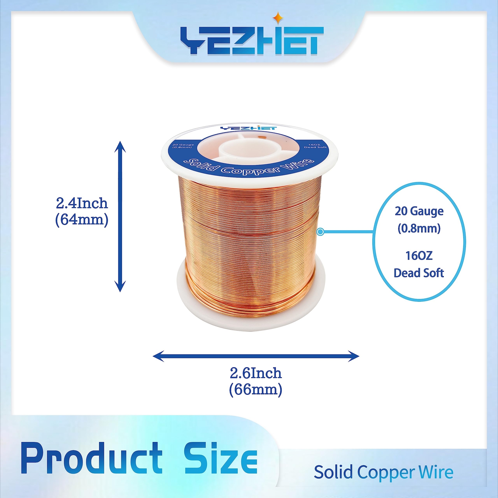 99.9% Solid Bare Copper Wire(20 Gauge, 330Ft), Dead Soft, 1 Pound Spool