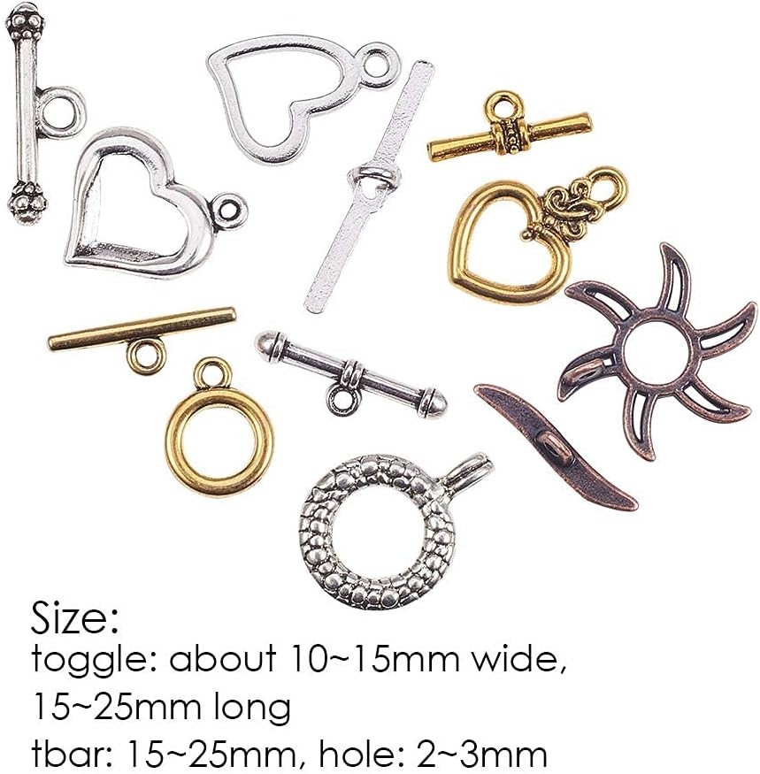 Easy-to-Use 100 Sets Mixed Style Toggle Clasps for Creative Jewelry Projects