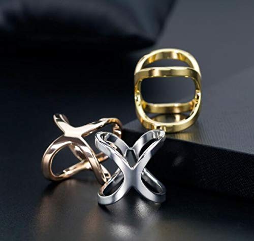 2 Pack Womens Fashion X-Shape Scarf Ring Buckle Ladies Girls Modern Simple Scarf