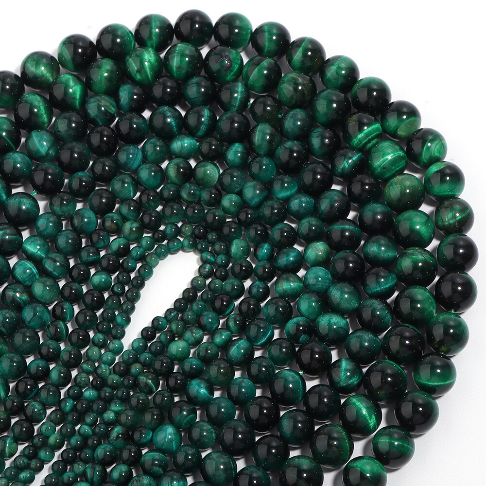 4-12mm Natural Gemstone Green Tiger’s Eye Round Spacer Beads for Jewelry Making