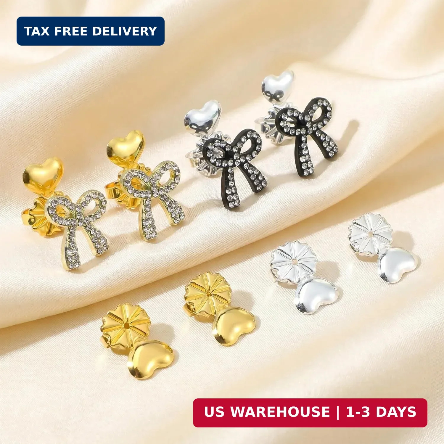 4 Pairs Earring Backs for Droopy Ears, Large Backing Studs | Earring Lifter for