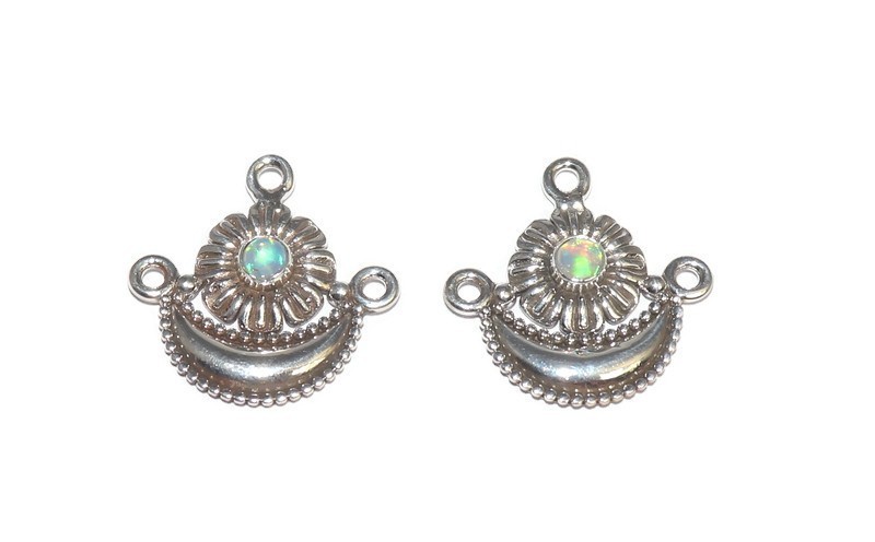 handmade jewelry making Natural opal supply sterling silver fire opal connector