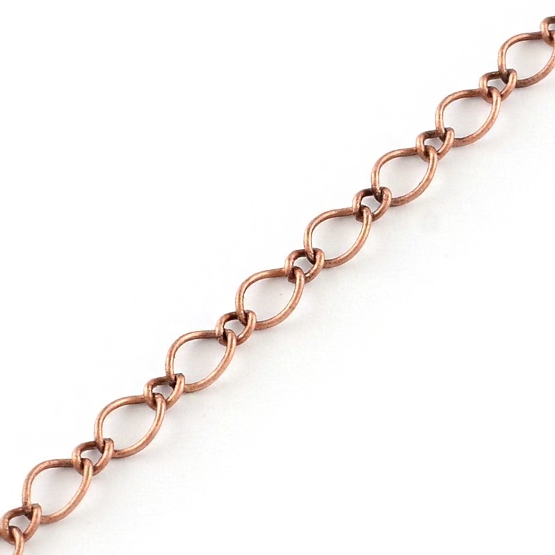 10m Red Copper Iron Figaro Chain – Soldered Jewelry Making Link Chain, 5.7×3.8mm