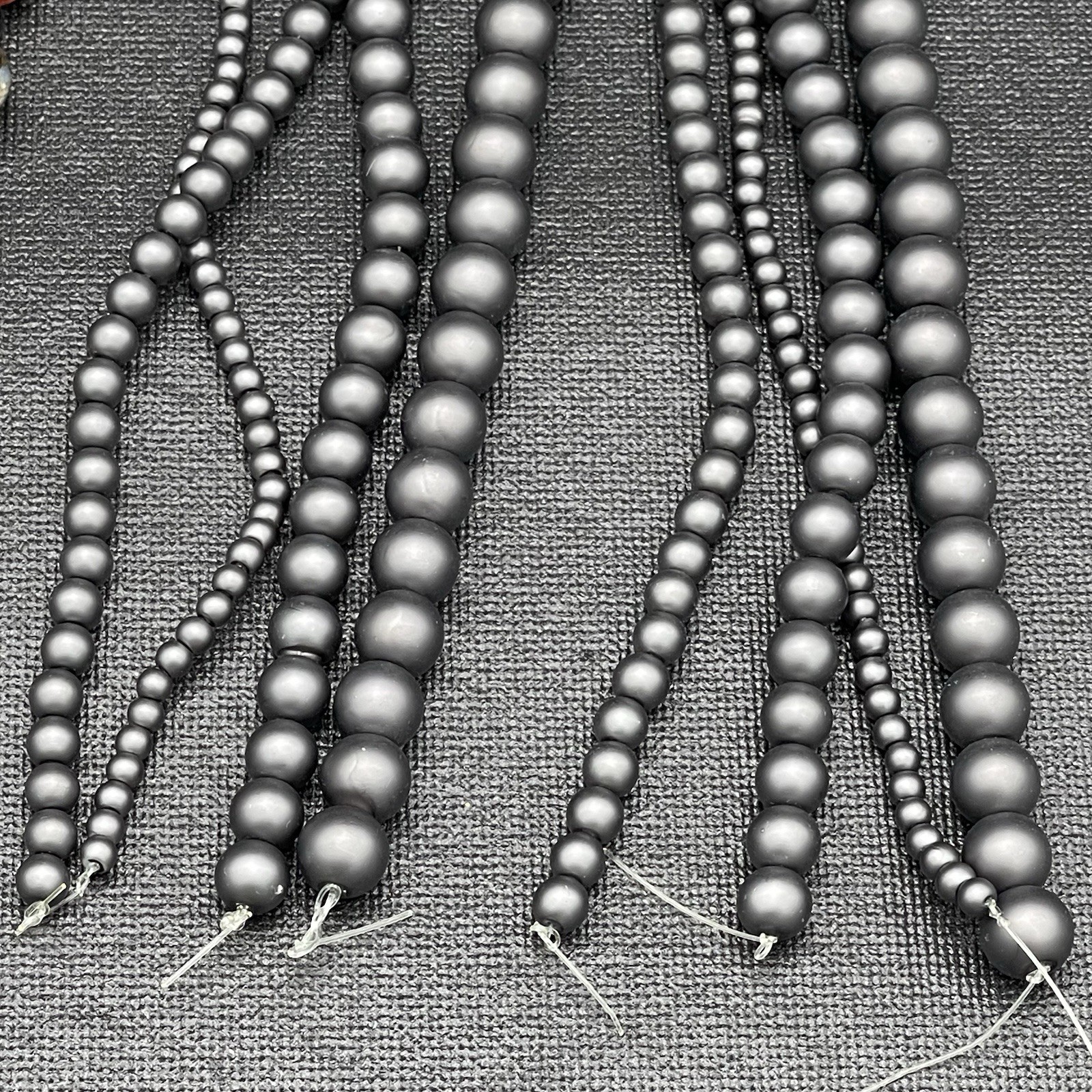 Lot of Color Gallery Multicolor Stone and Matte Black Glass Seed Beads 5 Strands
