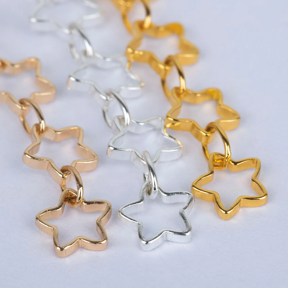 1Meter Stainless Steel Gold Color Hollow Star Chains for DIY Necklace Bracelet C