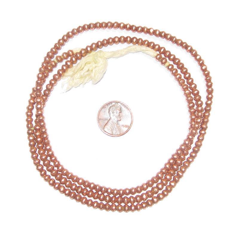 Round Copper Ethiopian Beads 4mm African Large Hole 32 Inch Strand Handmade