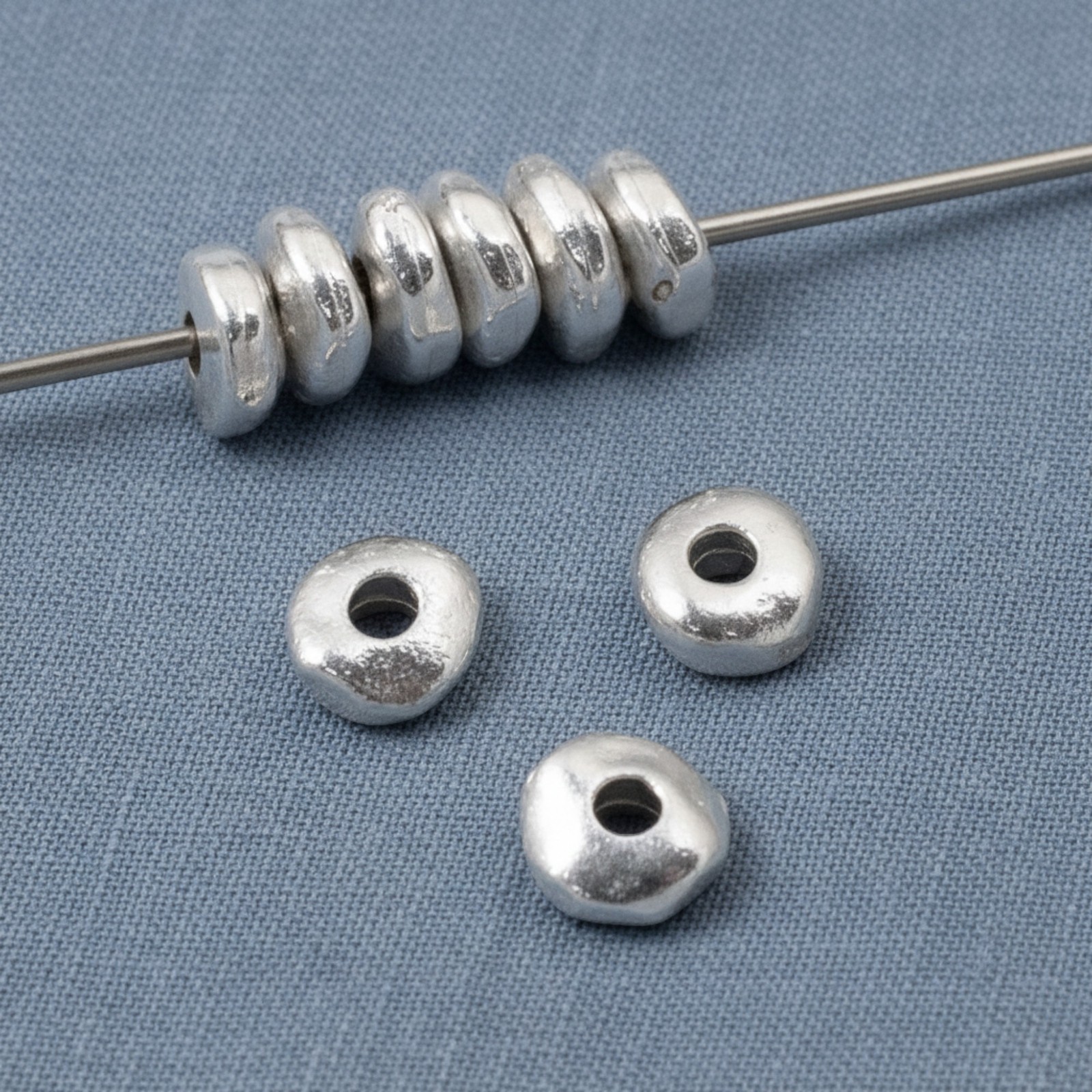 25 Bright Silver 5mm Nugget Beads – Small Organic Spacers for Handmade Jewelry