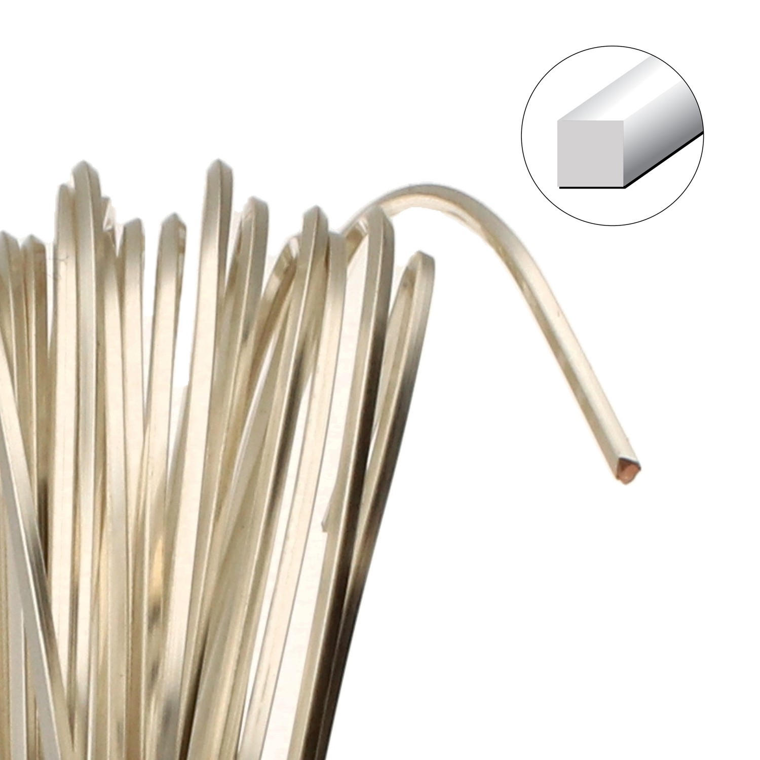 Wire, 4 Yards Silver Plated Non Tarnish 21 Gauge SQUARE Wrapping Wire
