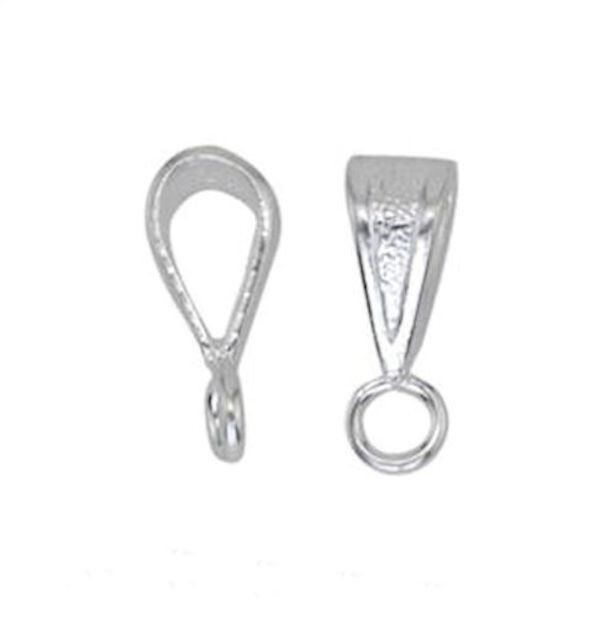 Bail, 10 Beadalon Silver Plated Brass 10mm Textured Fancy Pendant Slide On Bails