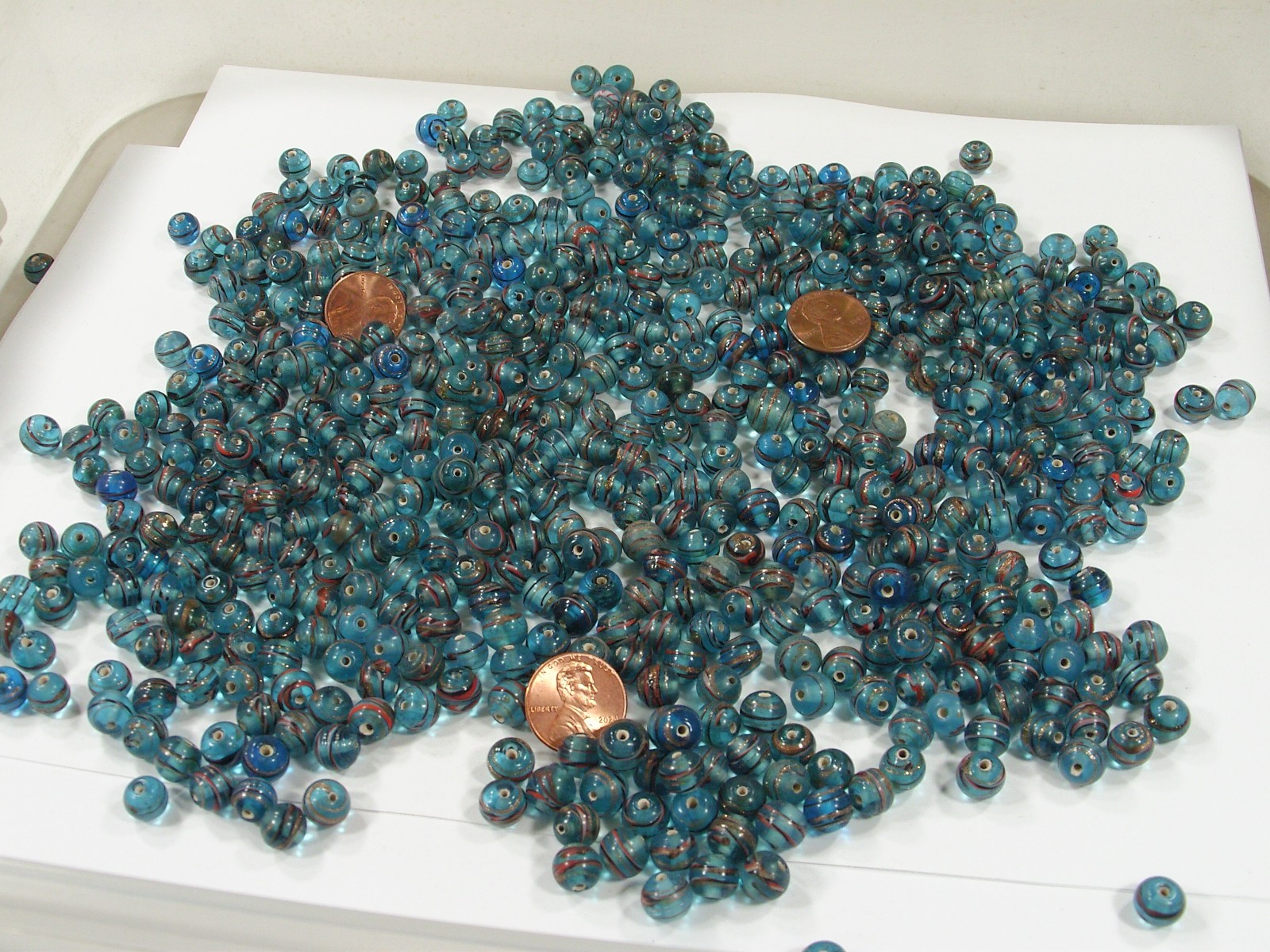2 Pounds 8mm Round Blue India Handmade Glass Beads Wholesale Bulk (OLC-1) ⭐