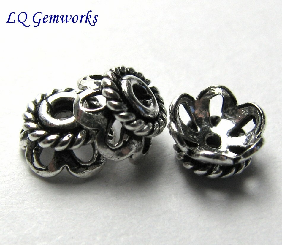 7.5″ Strand Bali Sterling Silver 6x3mm Bead Caps 764