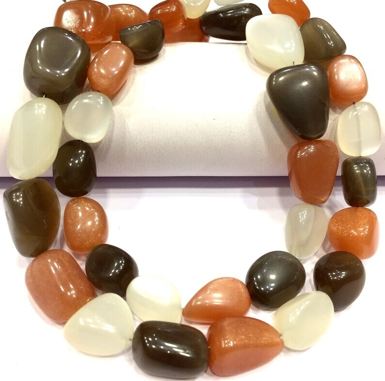 AAA+QUALITY Natural Multi Moonstone Smooth Beads Great Luster Moonstone Beads.