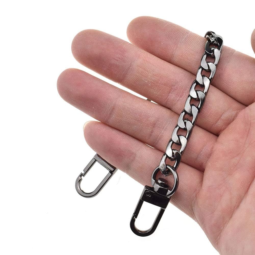 Metal Chain Strap For Pochette,Handbag ,7.9 Inch, Slim Wide, Black,1 Pack