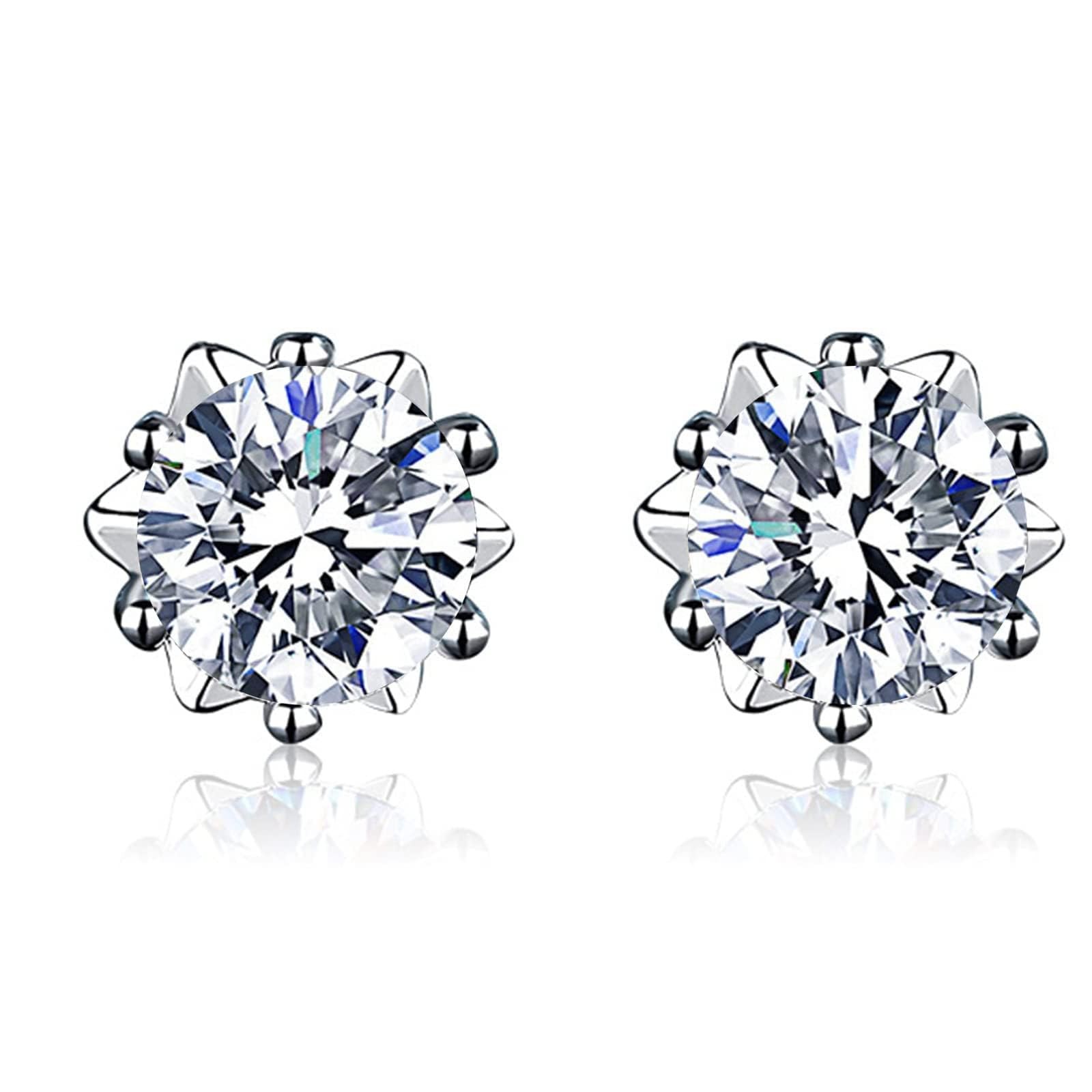 Moissanite Earrings, Moissanite Stud Earrings for Women 4 Ct D Color VVS Snow Sh