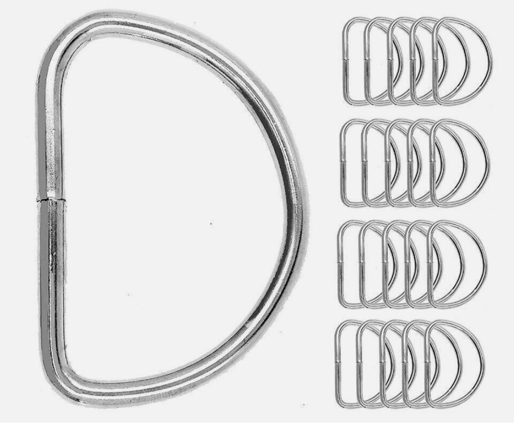 Metal Silver D Ring, 1 inch D Ring Heavy Duty Nickel plated (100 pack)