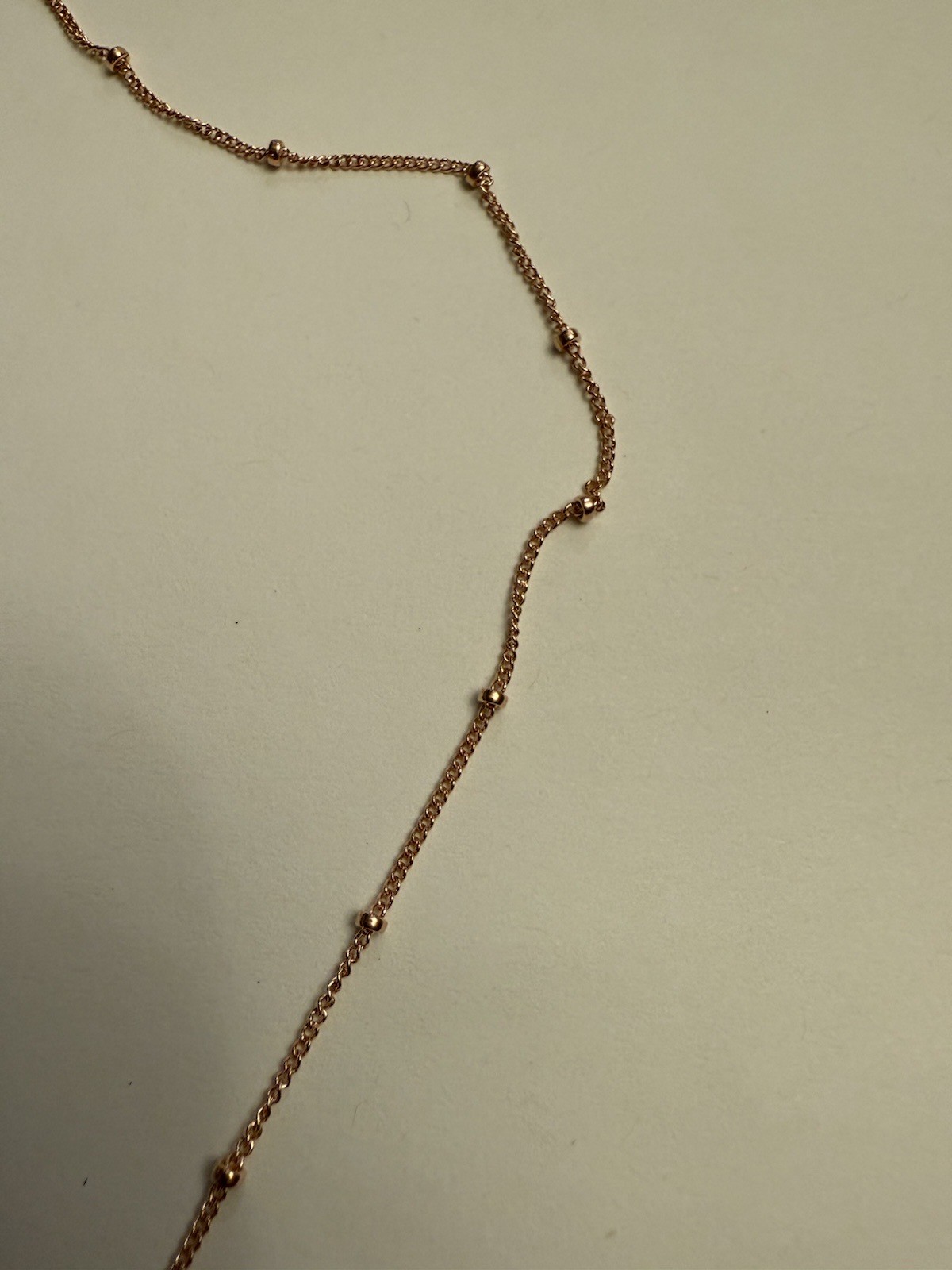 Rose gold 14kt gold filled 1mm satellite curb chain with spring ring 18″