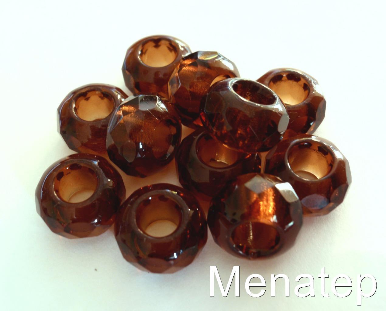6(Six) 8x14mm Large Hole Rondelle Beads: Transparent Smoke Topaz