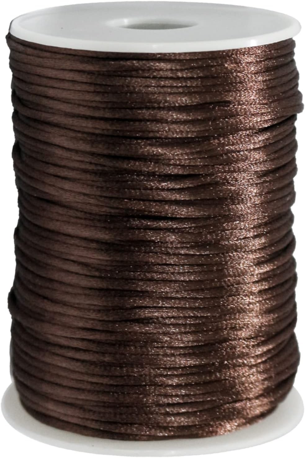 100 Yards Rattail Satin Cord – 2mm Brown for Elegant Crafting & Jewelry