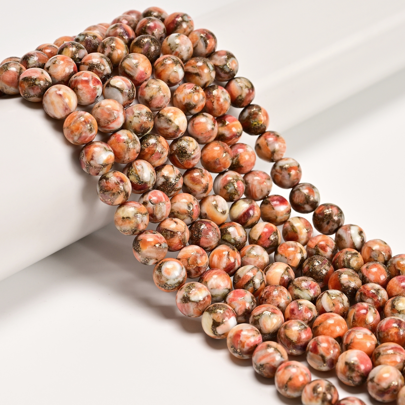 Natural Spiny Oyster Mohave Copper Smooth Round Beads Size 8mm 15.5”Strand