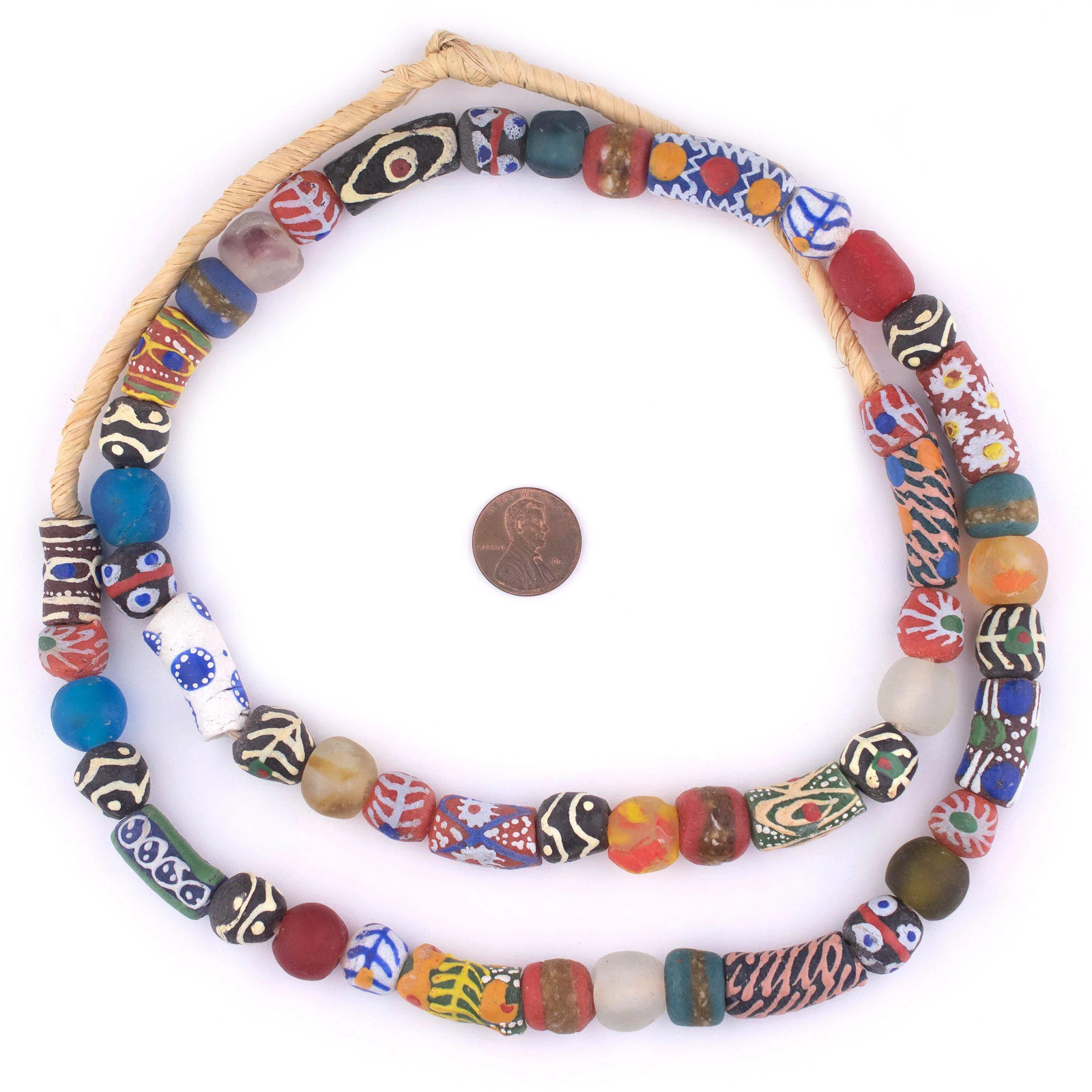House Medley Krobo Beads 12mm Ghana African Multicolor Mixed Glass Large Hole