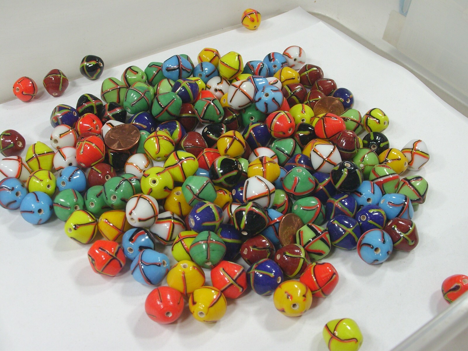 2 Pounds (16mm) India Handmade Multicolor Bicone Cross Glass Beads Bulk (PRT-6)⭐