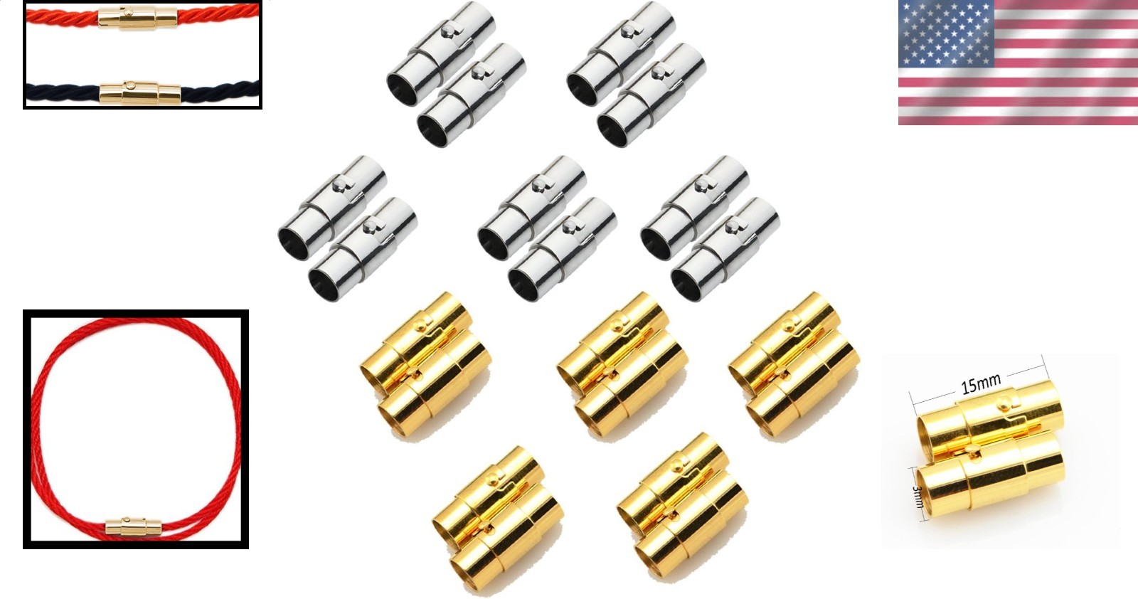 Jewelry Making Magnetic Clasps 20PCS Cord End Caps for 3mm Leather Rope Necklace