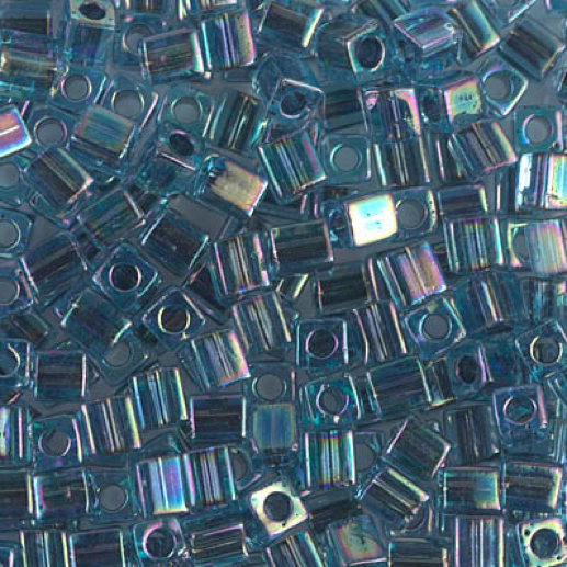 Miyuki 4mm Cube Beads – Blue Lined Aqua AB
