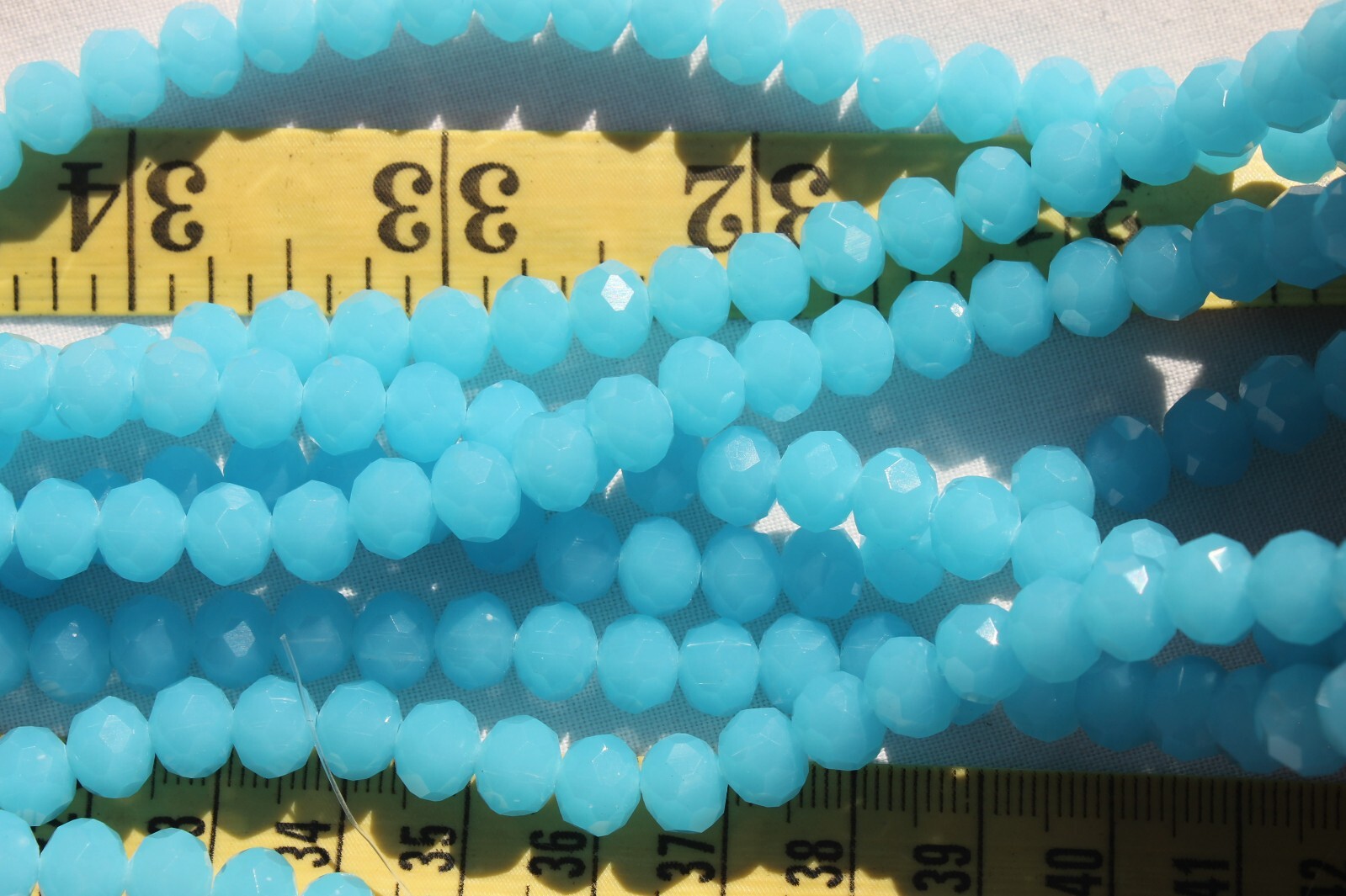 62 Loose Beads 8x6mm Milky Powder Blue Crystal Faceted Rondelle Jewelry Bead