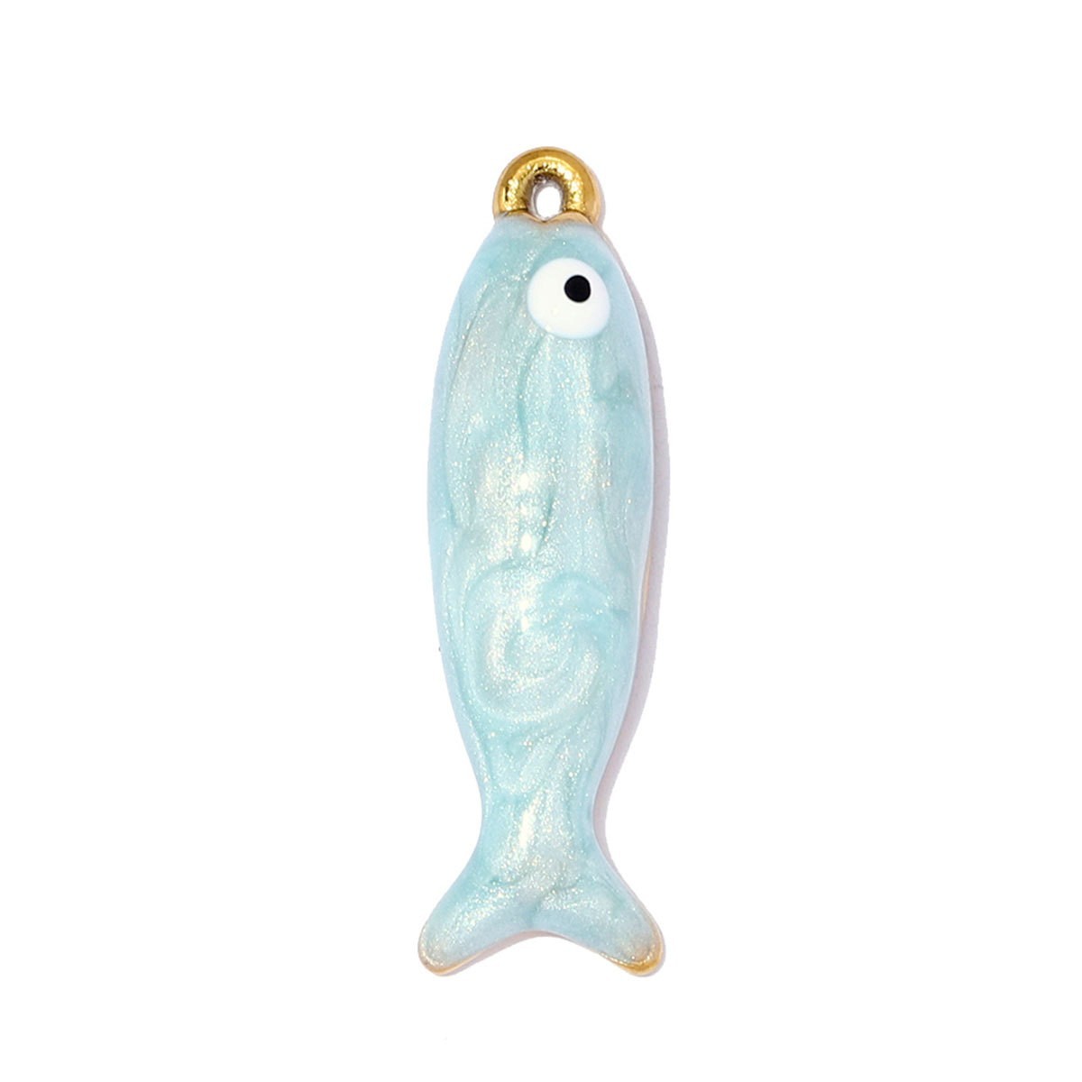 2PCS Waterproof Gold Plated Stainless Steel Enamel Fish Charm Pendant GQZ538
