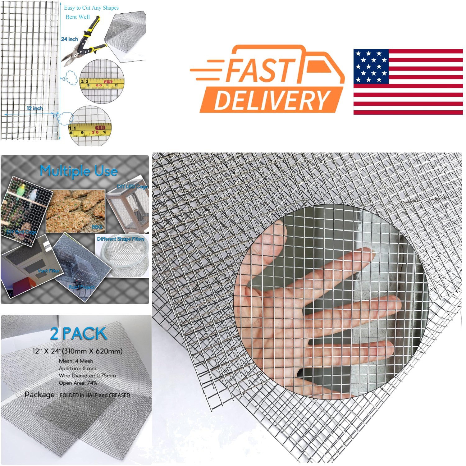 Stainless Steel Wire Mesh 12 X 24 Inches Perfect for Fireplace and Gutter Guards