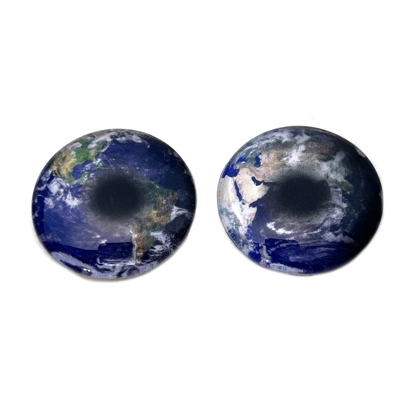 Pair Planet Earth World Glass Eyes Jewelry Dolls Taxidermy Flatback Cabochons